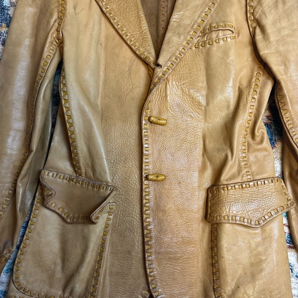 Vintage 1920s Gita Leather MFG Cow Hide Leather Jacket Small - Picture 4 of 12